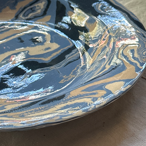 Marbled Deep Presentation Plate in Arcachon (AR #765)