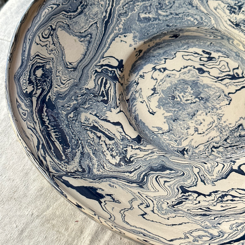 Marbled Very large Round Dish in Dark Belle Île (DB #768)
