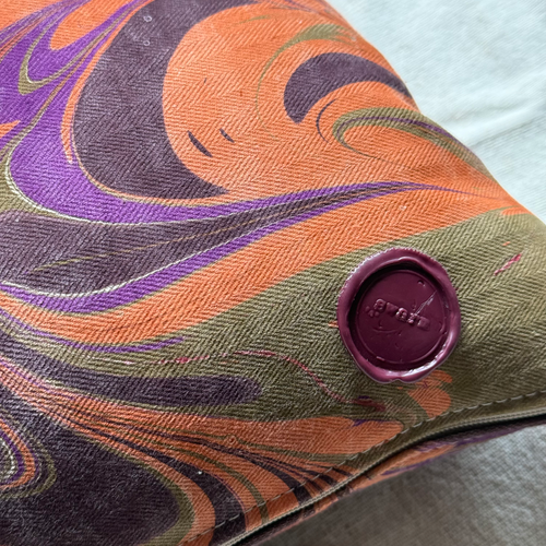 Hand Marbled One-of-a-Kind Pillow (26-18)