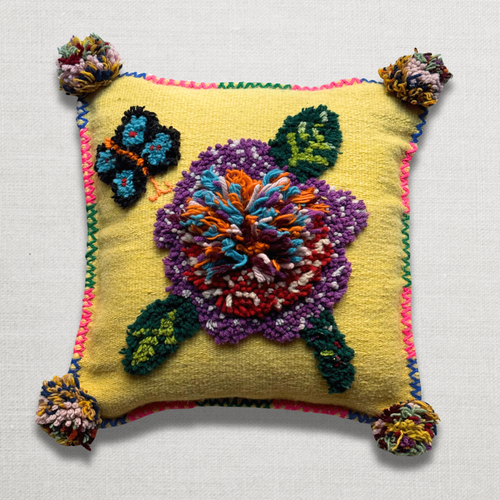 PO! Paris Nathalie Lete Woven & Knotted "Grand Fleur" Cushion in Juane
