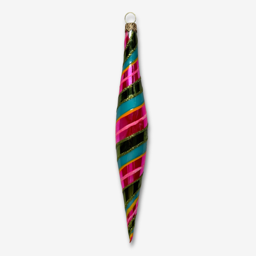 Green Banded Icicle Ornament