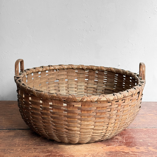 19th-century American Hand-Woven Splint Basket