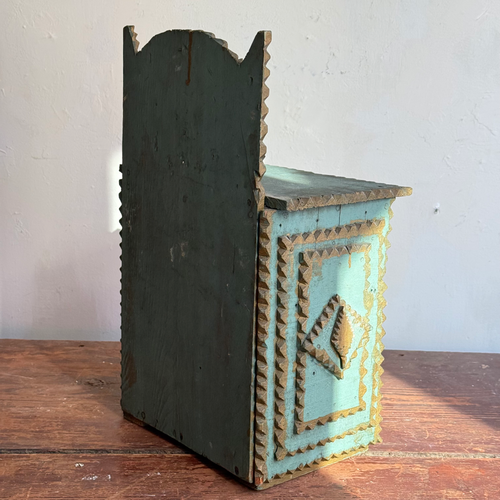 Early 20th-century Blue Painted Tramp Art Chest