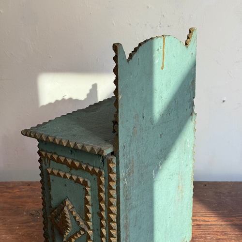 Early 20th-century Blue Painted Tramp Art Chest