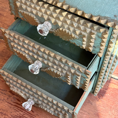 Early 20th-century Blue Painted Tramp Art Chest