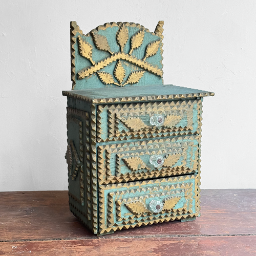 Early 20th-century Blue Painted Tramp Art Chest