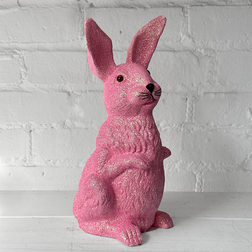 Ino Schaller Large Standing Glitter Bunny in Pink