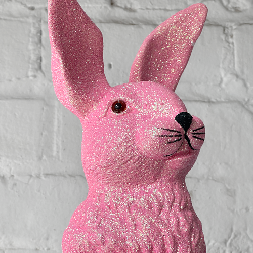 Ino Schaller Large Standing Glitter Bunny in Pink
