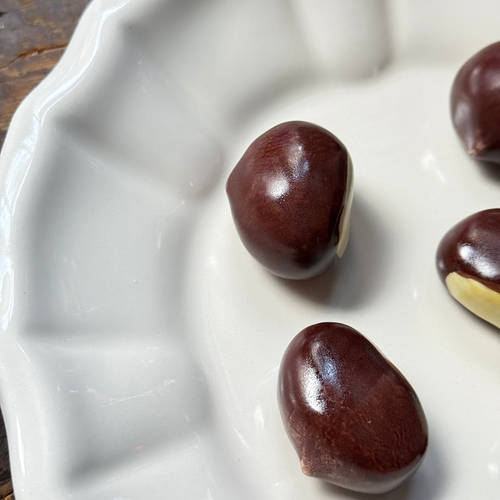 Trompe L'oeil Hazelnut Plate with Fluted Rim