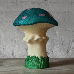 Large Glitter Mushroom in Teal & Pink