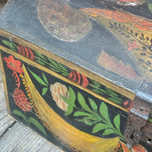 18th-century French Painted Trunk