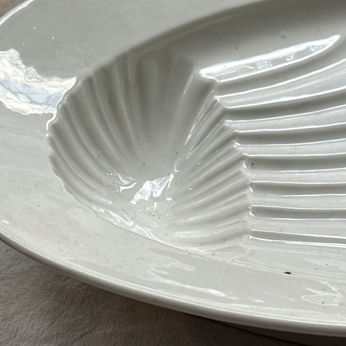 19th-century French Oval Ironstone Meat Platter with Draining Ridges
