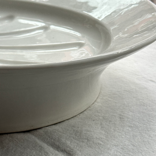 19th-century French Oval Ironstone Meat Platter with Draining Ridges