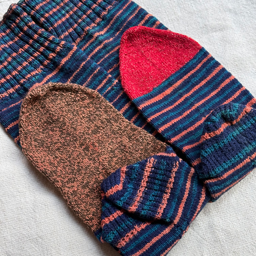 Pair of Antique German Striped Socks (#3)