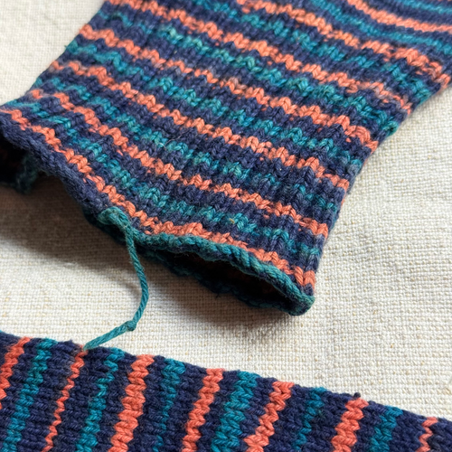 Pair of Antique German Striped Socks (#3)