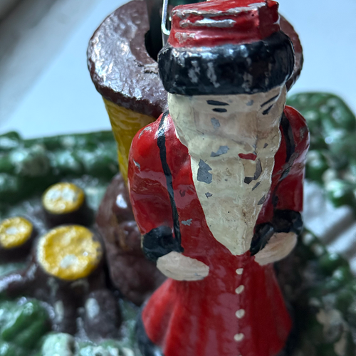 Vintage Cast Iron Tree Stand with Santa Claus