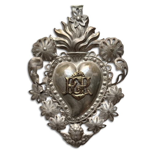 19th-century Italian Ex-Voto Sacred Silver Heart (No. 2)