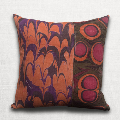 Hand Marbled One-of-a-Kind Pillow (26-22)