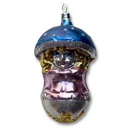 Nostalgic Mushroom Lady Ornament in Lilac and Blue