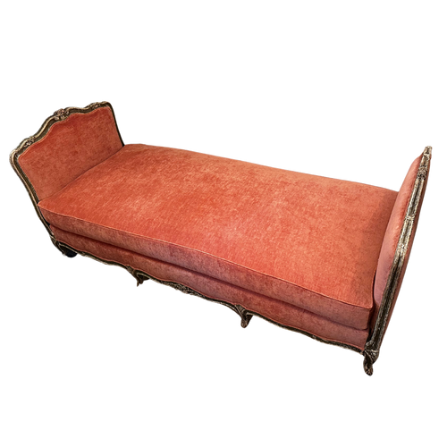 19th Century French Daybed Upholstered in John Derian for Cisco Brothers "Velluto Rose"