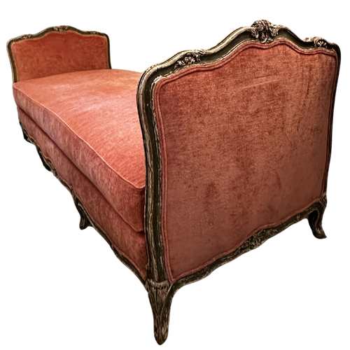 19th Century French Daybed Upholstered in John Derian for Cisco Brothers "Velluto Rose"