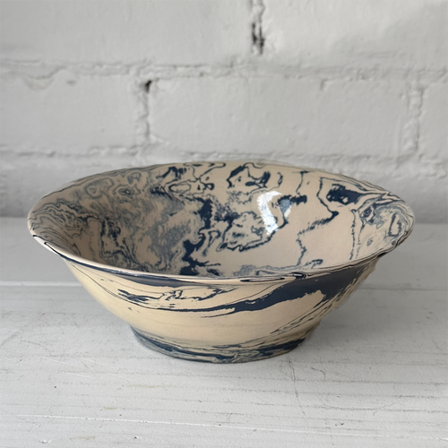 Marbled Large Pasta Bowl in Dark Belle Île (DB #733)