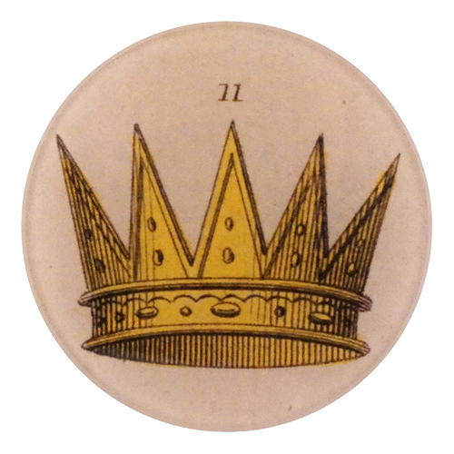A four inch round plate with 5 points