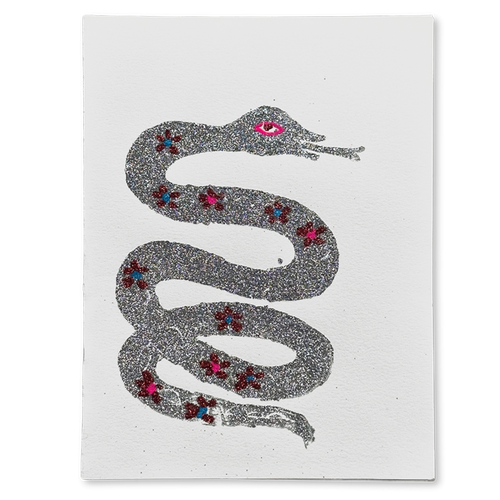 Block Printed Snake Folded Card