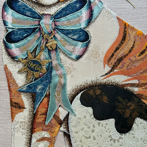“Stella & Fitz” Pair of Embroidered Cats by Zara Merrick