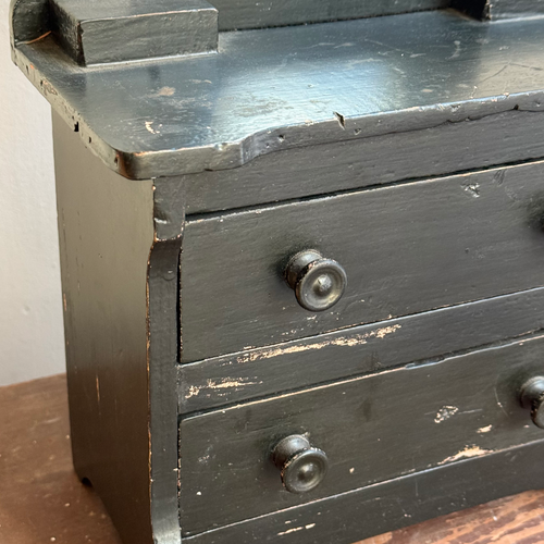 Early 20th-century Black Painted Miniature Doll's Chest
