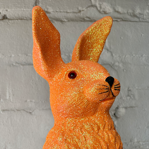 Ino Schaller Large Standing Glitter Bunny in Orange