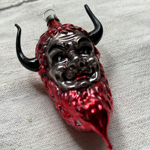 Nostalgic Red Krampus Pine Cone Ornament