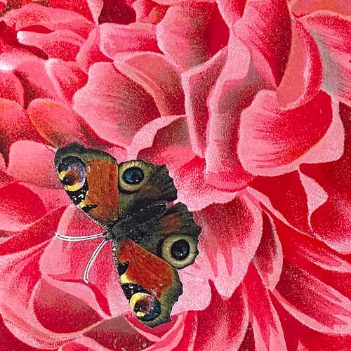 One of a Kind Collaged Butterflies & Flower Mat Pair (2-07 & 2-18)