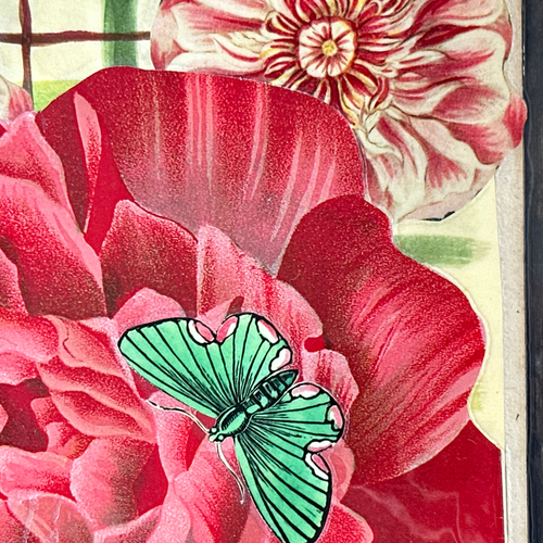 One of a Kind Collaged Butterflies & Flower Mat Pair (2-07 & 2-18)