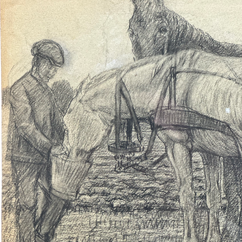 Evert Rabbers Framed Early 20th-century Horse Pastel Drawing #03