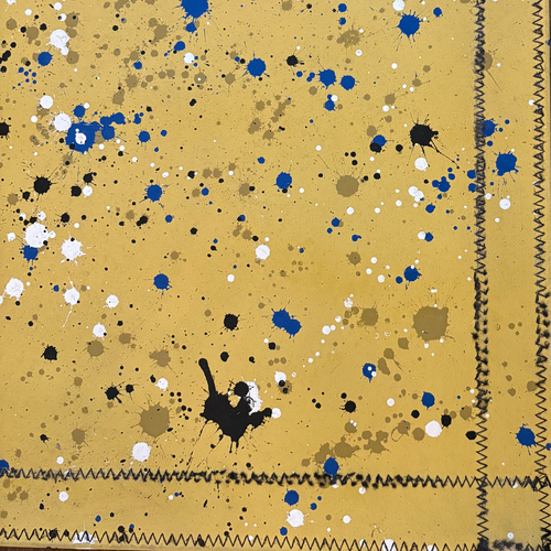 5'7.5" x 4' Black Point Mercantile Splatter Painted Canvas Mat #30