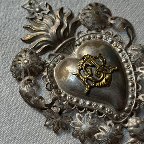 19th-century Italian Ex-Voto Sacred Silver Heart (No. 2)