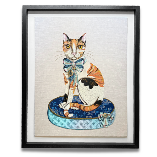 “Stella & Fitz” Pair of Embroidered Cats by Zara Merrick