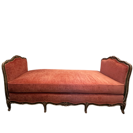 19th Century French Daybed Upholstered in John Derian for Cisco Brothers "Velluto Rose"