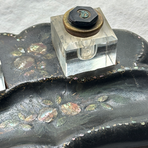 19th-century Lacquer Pen Tray with Inkwell Inlay