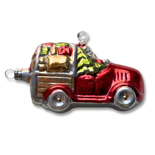 Santa in a Car Ornament