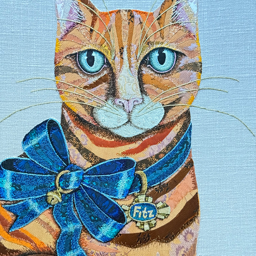 “Stella & Fitz” Pair of Embroidered Cats by Zara Merrick
