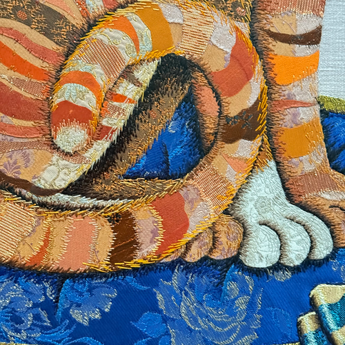 “Stella & Fitz” Pair of Embroidered Cats by Zara Merrick