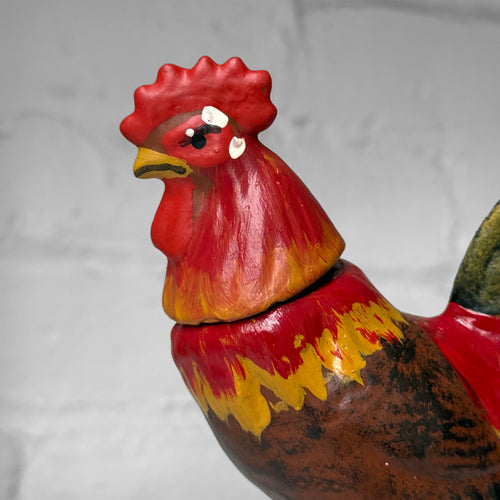 Nostalgic Papier-Mâché Red Rooster Candy Box