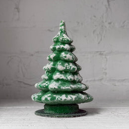 Papier-Mâché Small Green & White Beaded Glitter Tree