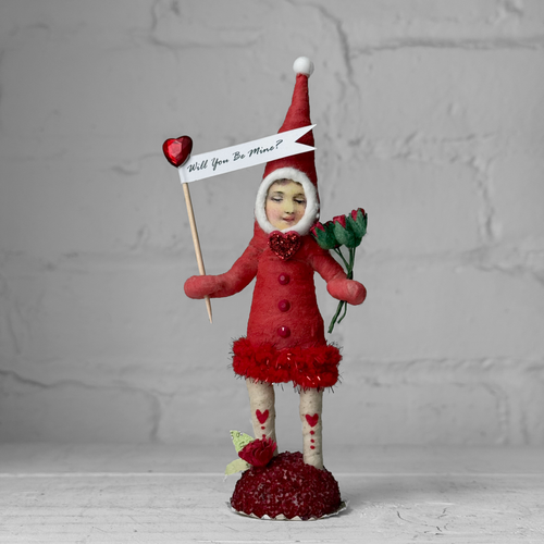 Spun Cotton Valentine's Day Elf with Roses #5