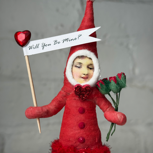 Spun Cotton Valentine's Day Elf with Roses #5