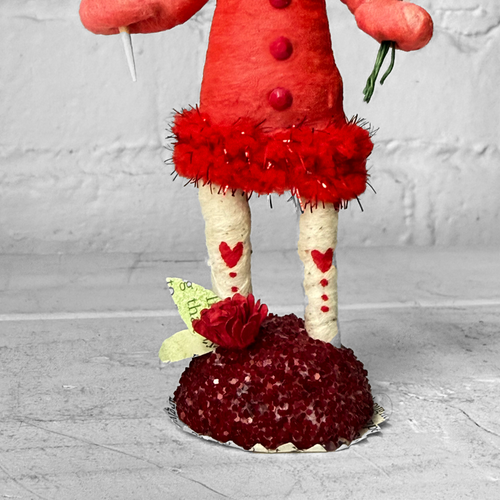 Spun Cotton Valentine's Day Elf with Roses #5