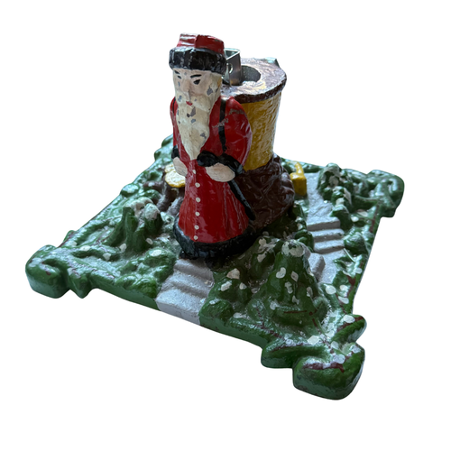 Vintage Cast Iron Tree Stand with Santa Claus