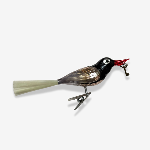 Nostalgic Clip-on Bird with Victorian Key Ornament